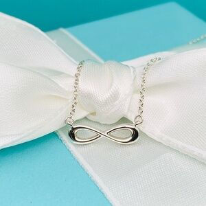 Tiffany & Co. Mini Infinity Pendant Necklace 16 - 18” .925 Sterling Silver w/box